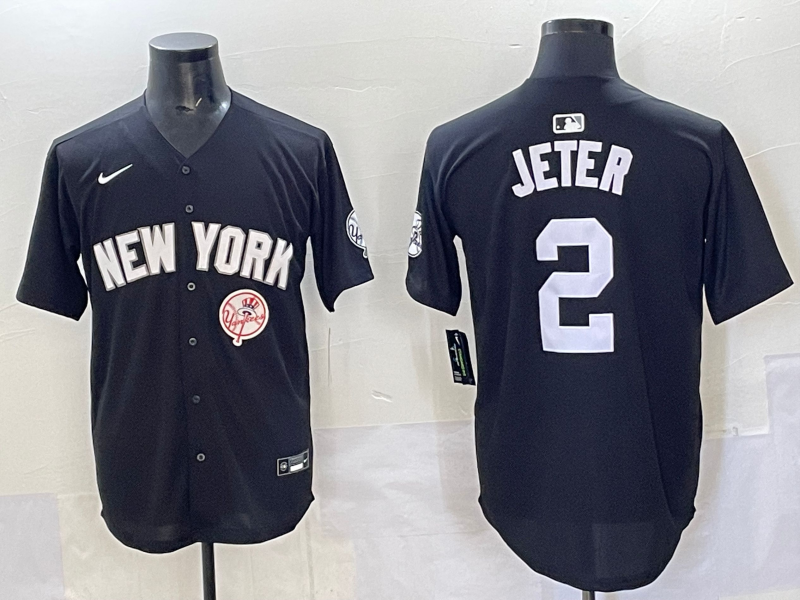 Men 2025 New York Yankees #2 Jeter black Nike MLB Jersey style 725002->new york yankees->MLB Jersey